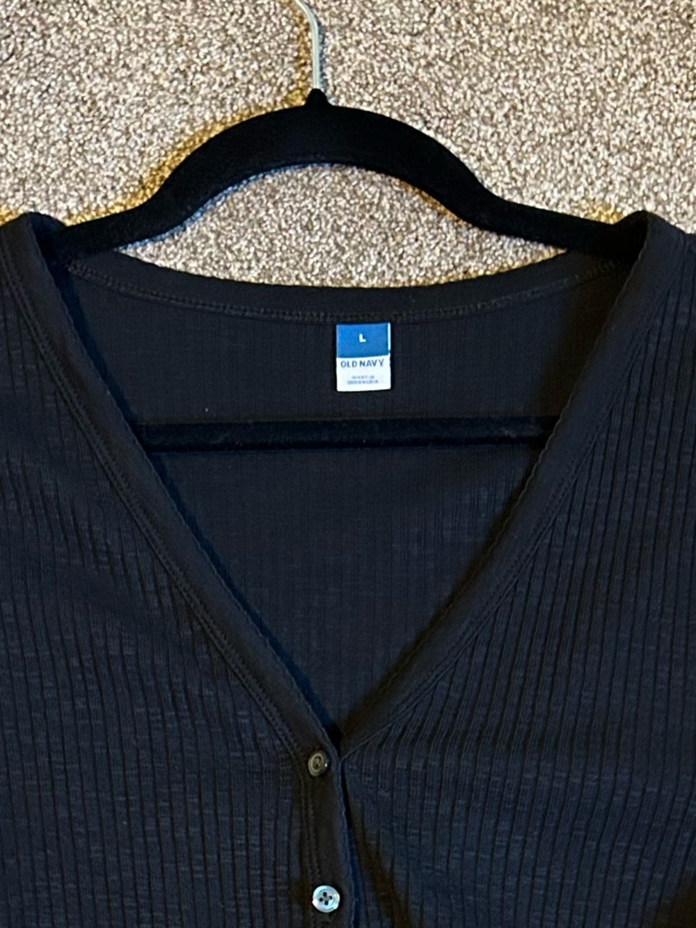 Classic Timeless Black Ribbed V-Neck Button Cardigan - Picture 2 of 3
